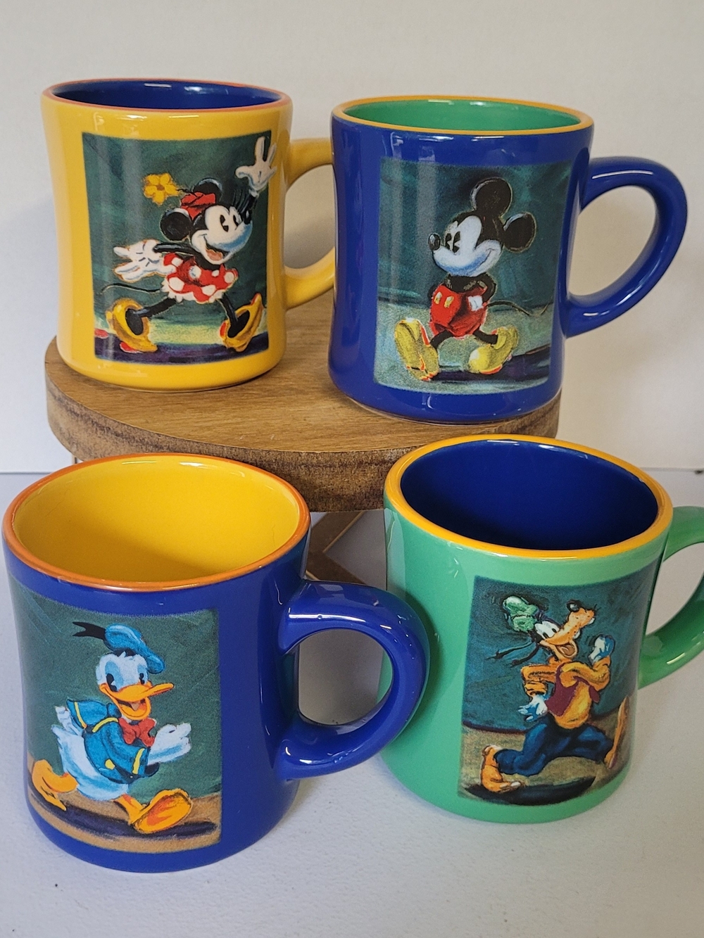 Disney Classic Characters Ceramic Mug - Set of 4 (Blue, Yellow, Green)